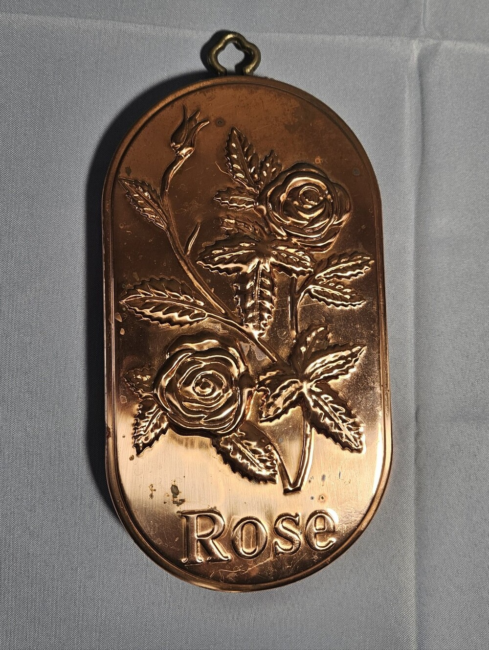 Old Dutch VTG Cottagecore Copper Floral Rose Hanging Wall Decor Plaque RARE